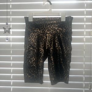Spanx Faux Leather Leopard Print Bermuda Style Bike Shorts (worn once)